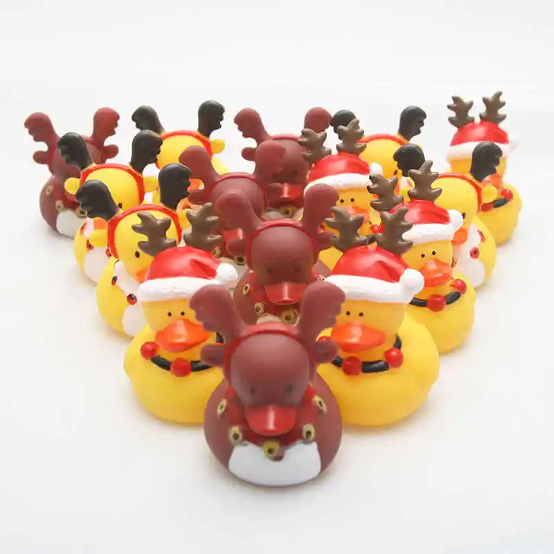 Customized Christmas Ducks kids Bath Toys Squeaky Ducky Baby Toys Cute Rubber Duck Children Water Playing Toy Xmas Decor