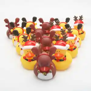 ที่กำหนดเองคริสต์มาสเป็ดเด็ก Bath ของเล่น Squeaky Ducky ของเล่นเด็กน่ารักยางเป็ดเด็กของเล่น Xmas Decor
