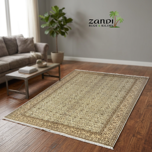 Tapis turc noué à la main unique en son genre, 6'0 x 9'4, crème et marron, collection Kilims ABC Rugs - Product Image 3