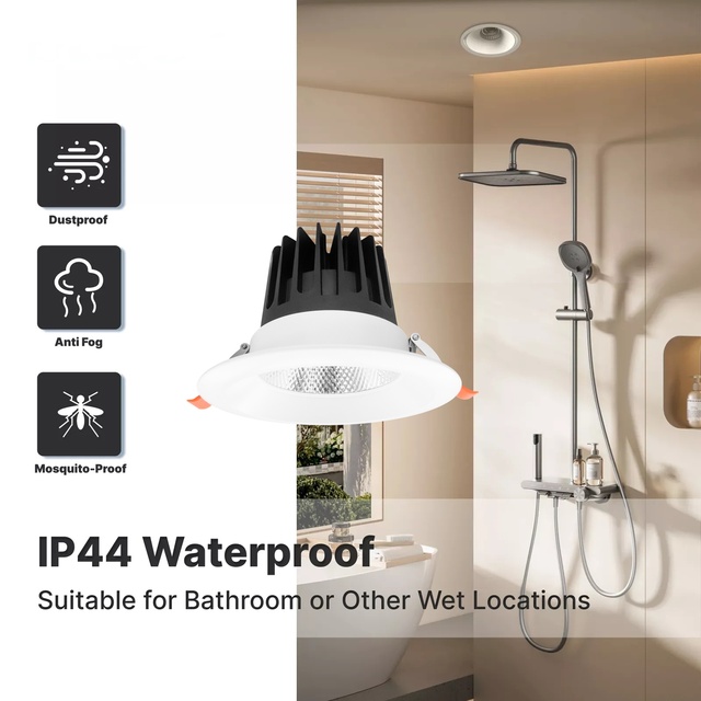 Dimmable Down Light IP44 Waterproof LED Downlight SAA ce COB Kitchen Bathroom lamp Recessed Installation 30W Commercial Project