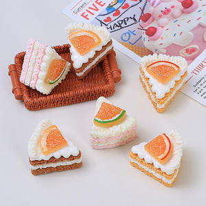 高品質シミュレーションオレンジケーキ樹脂フラットバックカボション樹脂チャーム装飾DIYミニチュア食品チャームクリーム - Product Image 1