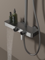 Ensemble de douche complet multi-couleurs, style moderne et simple, en laiton, fixation murale, pomme de douche carrée, pour usage hôtelier