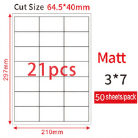 Kertas perekat berkualitas tinggi label kode batang A4 21 up 64.5x40mm stiker perekat untuk printer Laser/Inkjet label pengiriman