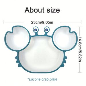 Plato de Silicona con Ventosa Antideslizante, Libre de BPA, Apto para Alimentos, con Diseño de Cangrejo, para Niños Pequeños, Juego de Vajilla para la Hora de Comer - Product Image 3