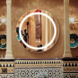 Gold Framed Round LED <b>Bathroom</b> Medicine Cabinet, Modern <b>Wall</b> Mounted Illuminated <b>Mirror</b> Cabinet with Storage <b>for</b> <b>Bathroom</b> - Product Image 4