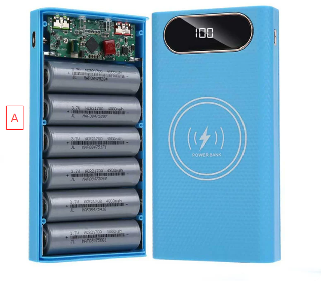 21700 Power Bank DIY Kit, Portable Charger Shell Kit, Wireless Charging Battery Case, PD Fast Charging, Flash Charging, 6-cell