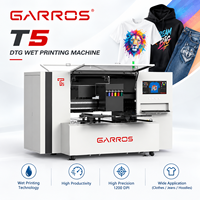 Imprimante DTG industrielle Garros T5 avec prétraitement automatique pour la production de t-shirts personnalisés (POD)
