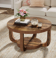 Table basse ronde moderne en bois avec étagère de rangement, style rustique, mobilier de salon pour appartement et hôtel, vente en gros