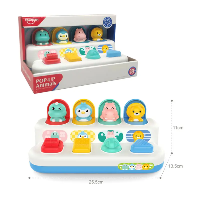 Çocuklar eğitim POP-UP hayvanlar düğme oyunu Popup bebek geliştirme oyuncaklar bebek öğretici oyuncaklar