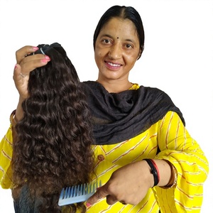 <b>Cheap</b> Virgin 8-32 Inch Wavy Remy Natural Human Hair <b>Extensions</b> Unprocessed Chemical Free India Temple Raw None Chemical Bundles - Product Image 1