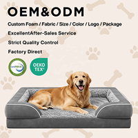 Fabricant de lits pour chiens sur mesure, canapé orthopédique imperméable en velours cristal pour animaux de compagnie, vente en gros, lit en éponge à haute soutien 28D 35D, OEM ODM