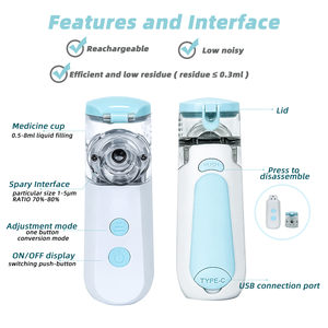 New Arrival Home Use Battery-Powered ABS Material Durable Mini Portable Built-In <strong>Mesh</strong> <strong>Nebulizer</strong> Machine with Mask Mouthpiece - Product Image 5
