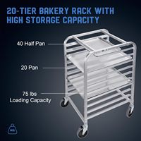 Grille de cuisson à pain 20 niveaux avec roues, chariot à étagère en aluminium, prix d'usine, tarifs bas