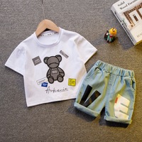Ensembles de vêtements pour bébés garçons en coton, version coréenne, vêtements à manches courtes pour petits enfants, costumes d'été
