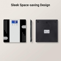 Báscula de Grasa Corporal Rectangular de Vidrio Templado con Capacidad de Carga Máxima de 180 kg, Pantalla LCD Retroiluminada en Azul, Funciona con Batería, para Medir el Contenido de Agua y Grasa Corporal en el Hogar