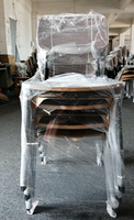 Chaises de salle à manger en bois avec cadre noir mat moderne, empilables, meubles de salle à manger