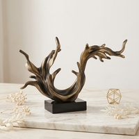 Sculpture de vagues océaniques en résine de bronze antique faite à la main Tuohuangniu, accessoires de bureau de luxe pour la décoration de la maison, du bureau et de l'hôtel