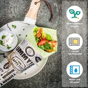 Feuilles de papier alimentaire personnalisées résistantes à l'huile, papier ciré, emballage alimentaire, papier anti-graisse jetable - Product Image 4