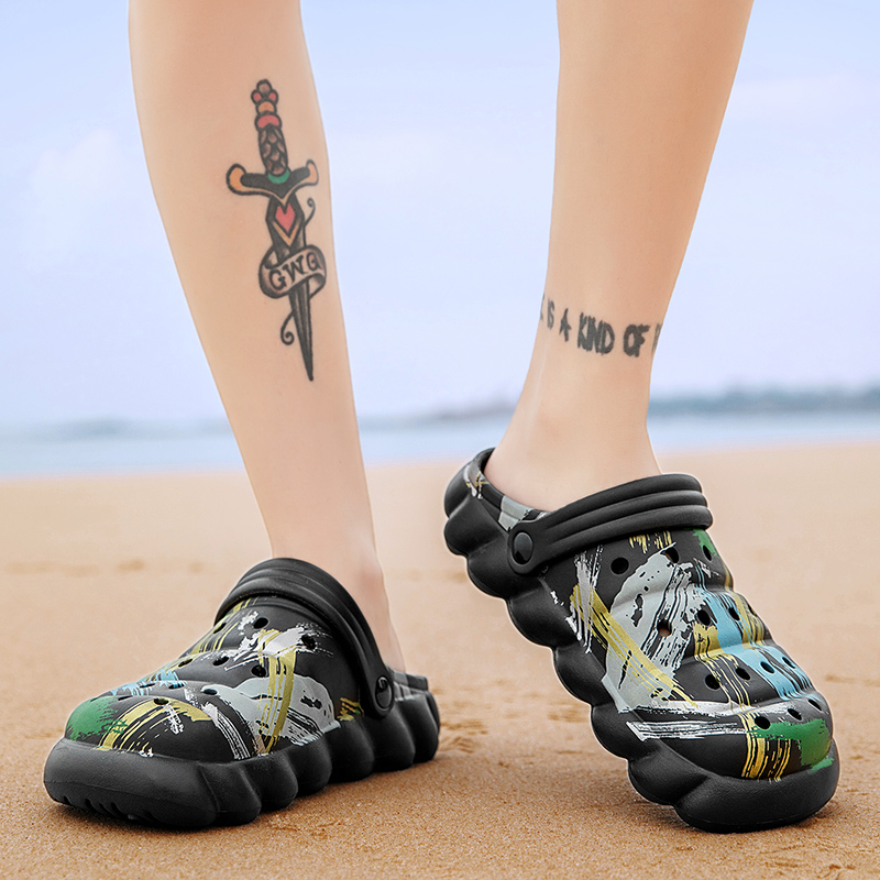 2021 летние пользовательские сабо из ЭВА граффити обувь пляжная обувь Тапочки с логотипом горка мужские сандалии спортивные