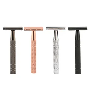 Aluminum Handle <strong>Double</strong> <strong>Edge</strong> Shaving <strong>Razor</strong> Classic Safety <strong>razor</strong> Rose Gold Color - Product Image 1