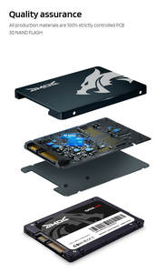 SSD 2,5 pouces SATA III 128 Go/256 Go/512 Go/1 To pour ordinateur de bureau, boîtier en alliage d'aluminium, vitesse de lecture de 514 Mo/s, mémoire flash MLC NAND, certifié CE/FCC - Product Image 3