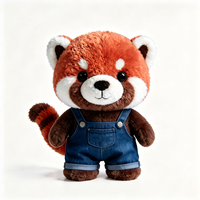 Peluche Panda Rouge Super Douce et Moelleuse, Adorable Jouet en Peluche Panda Rouge avec Longue Queue Rayée, Mignonne Peluche Panda Rouge