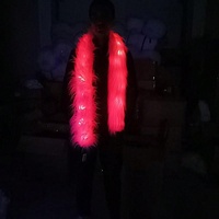 Nouvelle Écharpe Longue en Plumes de Renard Lumineuse à LED Unique pour Noël, Pâques, Nouvel An et Carnaval