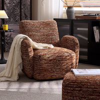 Fauteuil de salon rétro de style français Bella, pivotant, réglable, en flanelle, multifonctionnel
