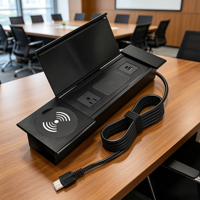 Enchufe de corriente de escritorio integrado empotrado oculto eléctrico Enchufe de aluminio negro para el lugar de trabajo Enchufe abatible
