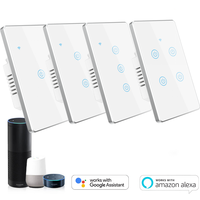 Interrupteur mural intelligent WiFi Tuya avec cadre en aluminium, compatible avec Tuya Smart Life, Alexa, Google Home, commande vocale