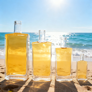 Botella de Vidrio Rectangular Extra Flint Reciclable de 50 ml, 375 ml, 500 ml, 700 ml, 750 ml con Tapa de Rosca para Whisky, Ginebra, Vodka, Brandy y Licores - Product Image 2