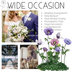 ผ้าไหมเทียม3ชิ้น10FT 7Ft ลายดอกไม้ปลอมสีม่วงน้ำเงินขนาดใหญ่สำหรับงานแต่งงาน - Product Image 3