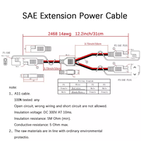 Câble de connexion automobile SAE DC 14 AWG, séparateur en Y, câble d'extension SAE 1 vers 2 pour la connexion et le transfert de batterie solaire