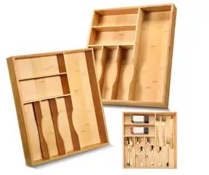 Bamboe Zilverwerk Organizer 13 Inch Keuken Lade Organizer Gebruiksvoorwerpen Zilverwerk Houder En Bestek Lade