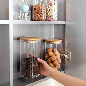 Nhà Sản Xuất Giá Rẻ 500Ml 750Ml 1000Ml Tre Gia Vị Giá Tủ Rỗng Gia Vị Lọ Nhà Thức Ăn Tủ Thực Phẩm Lưu Trữ Jar - Product Image 4