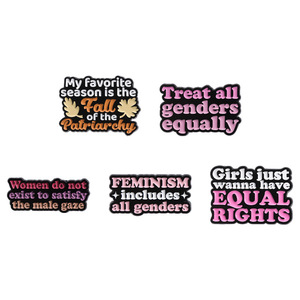 Cartoon Tekst Feministische Emaille Broche 'Behandel Alle Geslachten Gelijkelijk' Met Esdoornblad Rugzak Badge Metal Ambachten Kleding - Product Image 4