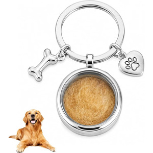 Roestvrijstalen urn-sleutelhanger voor huisdieren, rond medaillon, geschikt voor honden- en kattenas, haar, botten en pootjes. - Product Image 2
