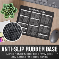 Este mousepad con atajos de Excel presenta un material de caucho natural con tejido microfibra de primera calidad, 66 comandos de atajo compatibles con PC.