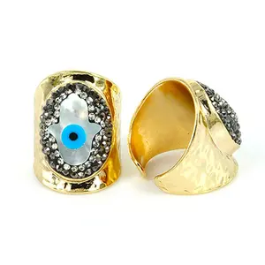 2017 새로운 도착 gunmetal 골드 도금 반지의 제왕, 눈 자연 쉘 소년 손가락 반지 포장 다이아몬드 패션