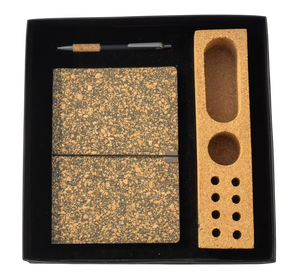 Juego de cuatro piezas de cuaderno de corcho respetuoso con el medio ambiente al por mayor, regalo de promoción de oficina, juego de regalo de papelería empresarial - Product Image 3