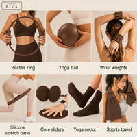 Kit de yoga tout-en-un avec logo personnalisé, équipement de Pilates, haltères en silicone, bande de résistance, bloc de yoga, mini-ballon, anneau de yoga, tapis de yoga, bloc de yoga