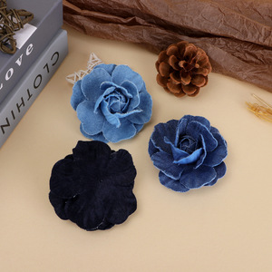 Denim Camellia <b>Flowers</b> 7.5cm Hair Accessories Clothing Decorations Fresh <b>Sweet</b> Style - Product Image 3