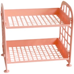 Estante de escritorio de plástico de varias capas, estante de almacenamiento plegable de 2 niveles para oficina, organizador de cosméticos, tipo rectangular - Product Image 5