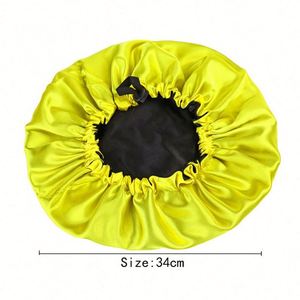 Bonnet de nuit carré en satin bicolore avec cordon de serrage et boucle réglable pour femme, idéal pour le soin des cheveux - Product Image 2