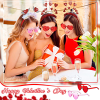 Serre-tête cœur et lunettes de soleil cœur pour la Saint-Valentin, accessoires photo en gros, cadeaux de fête Galentine