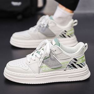 Zapatos de hombre modernos, versátiles, transpirables, informales, para skateboarding, zapatillas de moda, deportivas, con aumento de altura, de cuero para hombre - Product Image 3