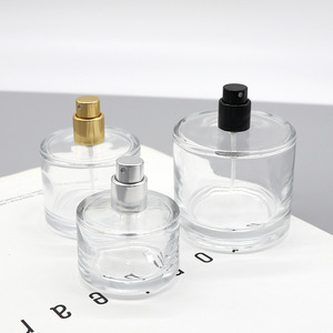 Flacon de parfum en verre de 50 ml avec bouchon à pression, flacon cosmétique vide en cristal, flacon cylindrique court, style simple, capacité de 30 ml - Product Image 2