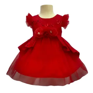 Meninas vestidos de festa princesa crianças menina roupas vestido vermelho princesa tutu para crianças