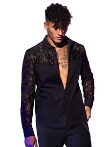<span class=keywords><strong>Chemise</strong></span> à manches longues pour <span class=keywords><strong>homme</strong></span> avec <span class=keywords><strong>dentelle</strong></span>, tendance et sexy, style cool - Product Image 6