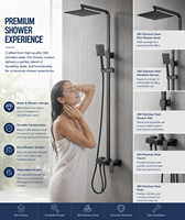 Système de douche mural moderne en acier inoxydable 304 avec douchette à main et mitigeur de salle de bain